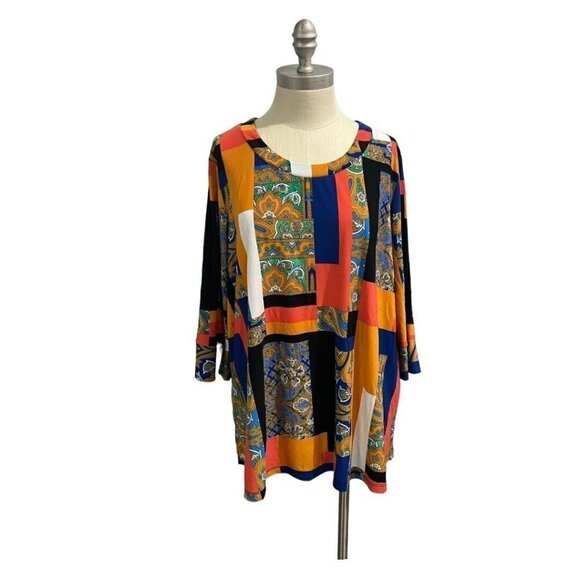 Jones Studio XL Blouse Top Printed No Wrinkle Travel - Picture 2 of 6